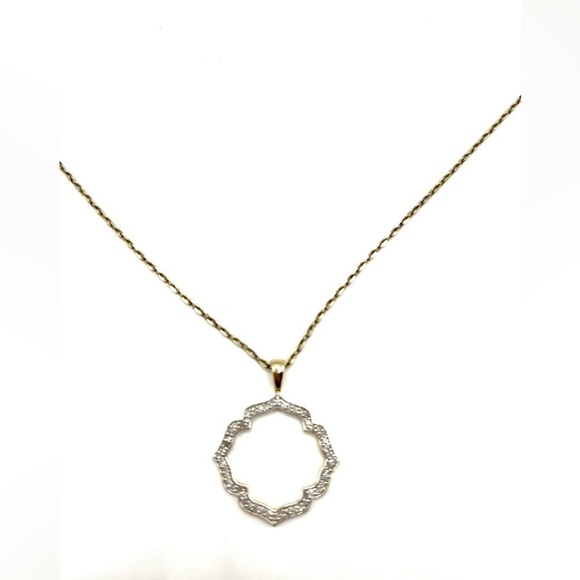 Ornate Open Necklace With Diamonds By Heng Ngai Gold over 925 SS Necklace - Picture 9 of 13